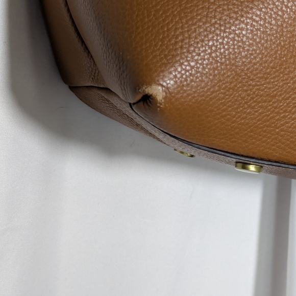 Women's J.Jill Wool & Leather Tote, detachable‎ clutch, cream & camel brown - Picture 10 of 15